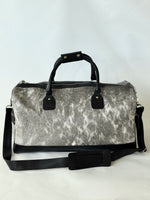 Cowhide Overnight Bag - Soft Grey + White