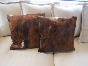 Double side Cowhide Cushion 50cm x 50cm - Brindle Brown