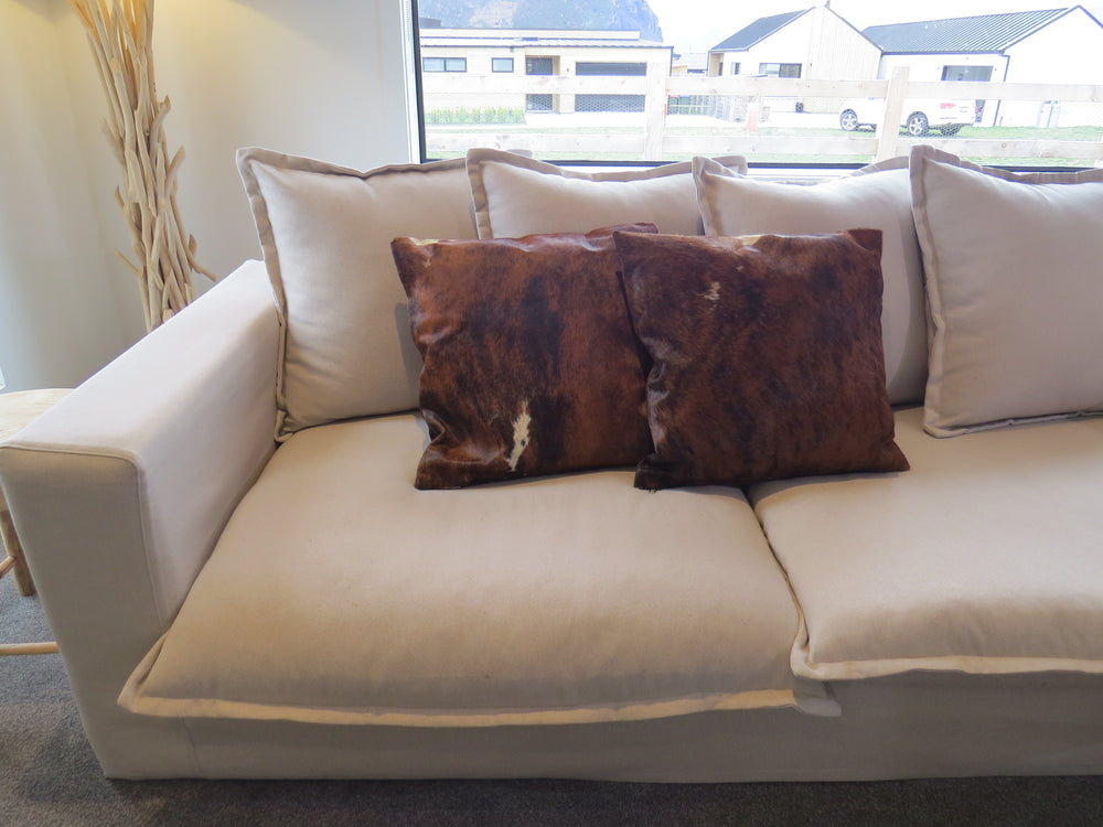 Double side Cowhide Cushion 50cm x 50cm - Brindle Brown