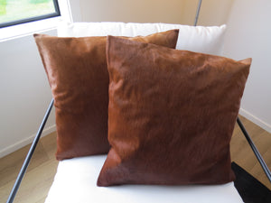 Double side Cowhide Cushion 50cm x 50cm - All Brown