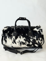 Cowhide Overnight Bag - Black + White Salt & Pepper
