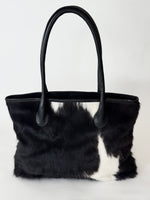 Coastal Cowhides Tote Bag - black and white bold markings