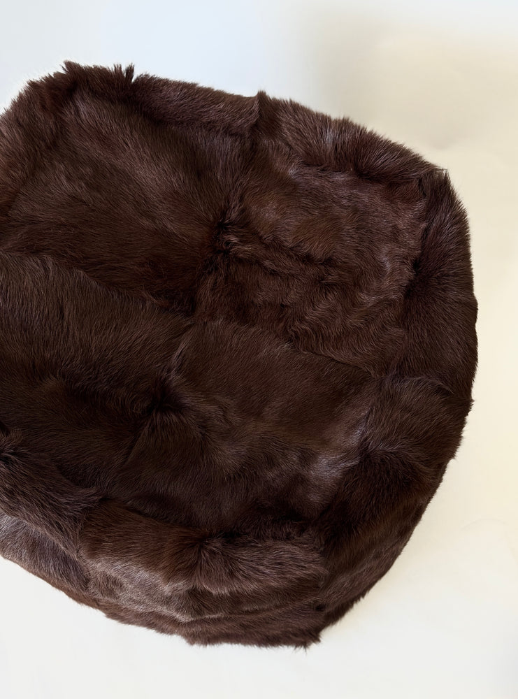 Goat Patchwork Pouf - Chocolate