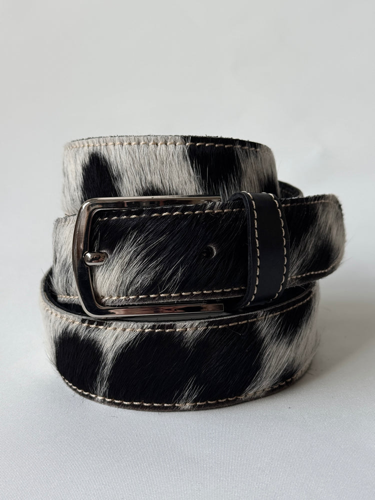 Cowhide Belt - Black + White