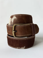 Cowhide Belt - Tan + White