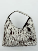 Cowhide Shoulder Bag - Brown + White Dappled