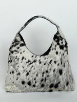 Cowhide Shoulder Bag - Black + White Dappled