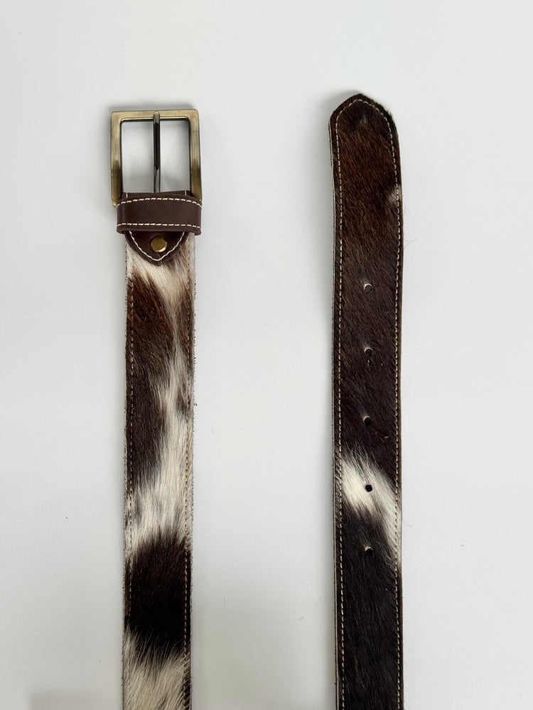 Cowhide Belt - Brown + White