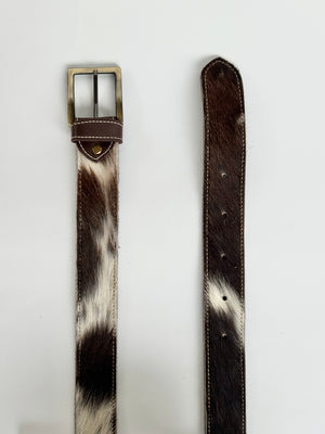 Cowhide Belt - Brown + White