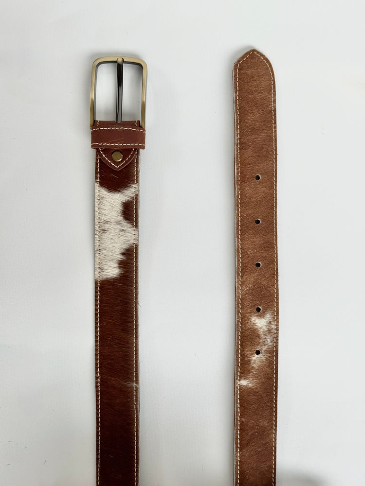 Cowhide Belt - Tan + White