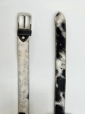 Cowhide Belt - Black + White