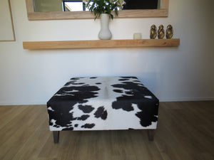 Black + White Large Square Ottoman - tapered legs - IN STOCK