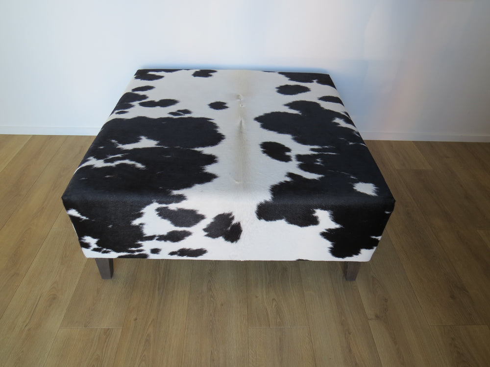 Black + White Large Square Ottoman - tapered legs - IN STOCK