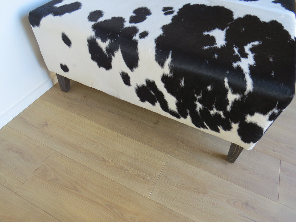 Black + White Large Square Ottoman - tapered legs - IN STOCK