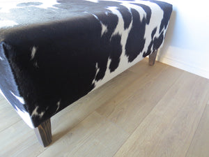 Black + White Large Square Ottoman - tapered legs - IN STOCK