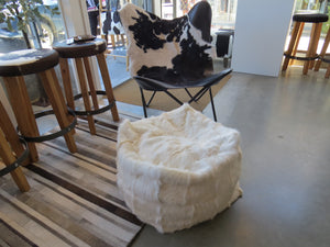 Goat Patchwork Pouffe - White