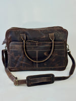 Satchel Laptop Bag - Dark Brown Rubbed Leather