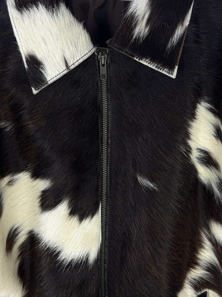 Large size - Cowhide Jacket Dark Brown and White