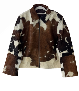 Small size - Cowhide Jacket Brown, Black and White