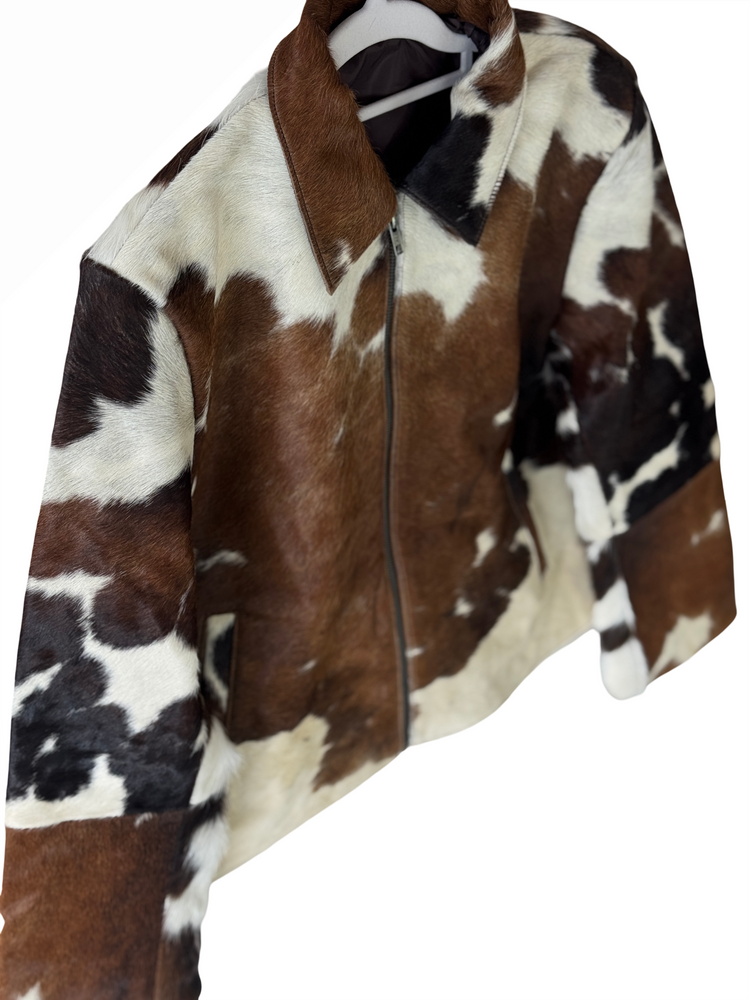 Small size - Cowhide Jacket Brown, Black and White