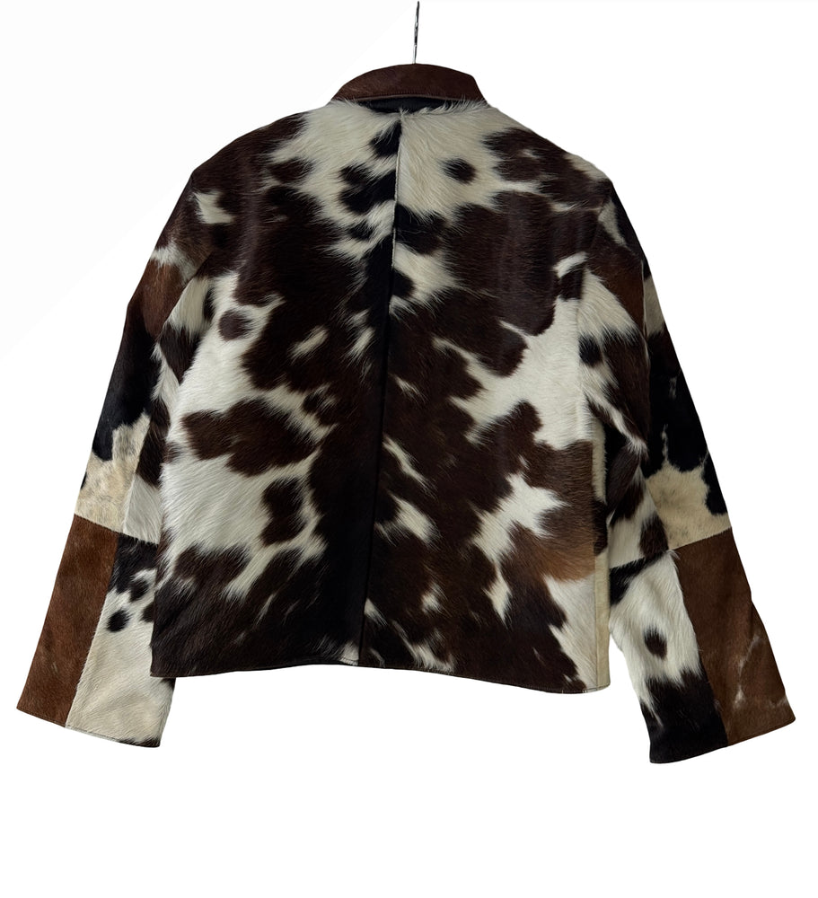 Small size - Cowhide Jacket Brown, Black and White