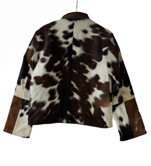 Small size - Cowhide Jacket Brown, Black and White