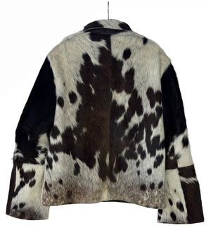 Large size - Cowhide Jacket Dark Brown and White