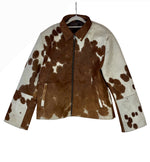 Large size - Cowhide Jacket Tan and White Bold