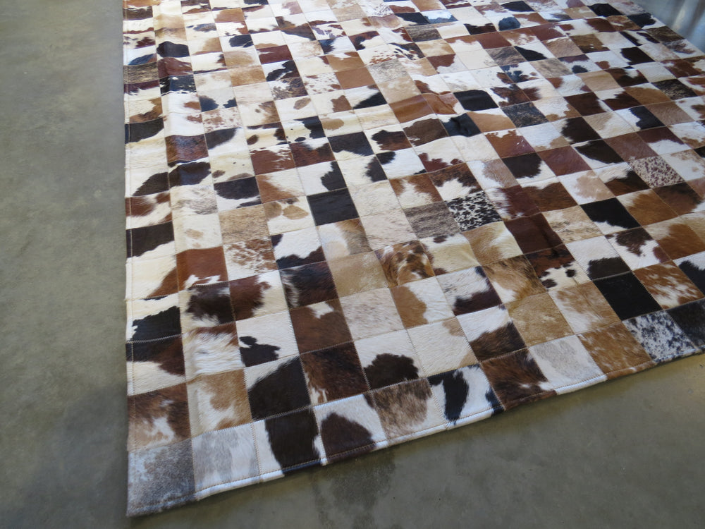 LARGE SIZE Patchwork Rectangle Rug - Mid Tone Tri-Colour Large