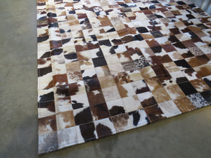 LARGE SIZE Patchwork Rectangle Rug - Mid Tone Tri-Colour Large