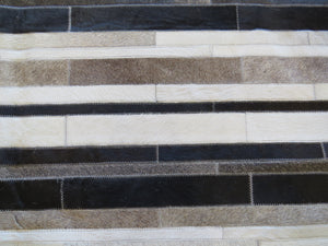 LARGE SIZE Stripe Patchwork Rectangle Rug - Black Grey Taupe Stripe
