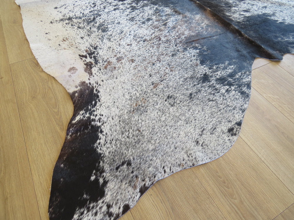 Super Cowhide Black & White Salt + Pepper with fudge tone center (Speckled Park) - SKU 9311