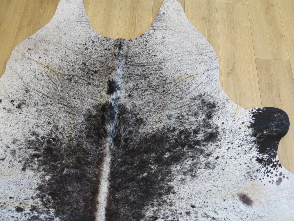 Super Cowhide Black & White Salt + Pepper with fudge tone center (Speckled Park) - SKU 9311