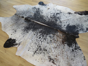 Super Cowhide Black & White Salt + Pepper with fudge tone center (Speckled Park) - SKU 9311