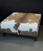Blonde + White Large Square Ottoman with tapered legs