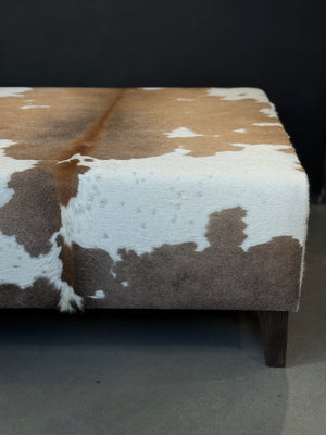 Blonde + White Large Square Ottoman with tapered legs