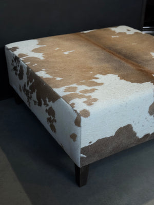 Blonde + White Large Square Ottoman with tapered legs