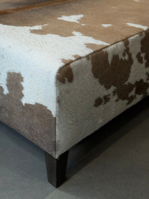 Blonde + White Large Square Ottoman with tapered legs