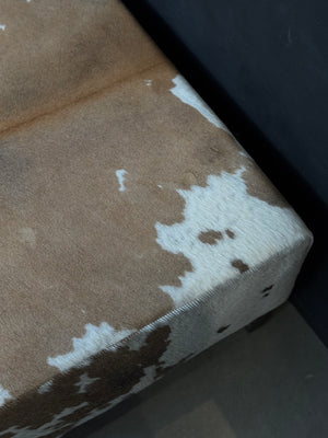 Blonde + White Large Square Ottoman with tapered legs