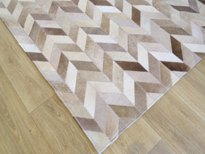 LARGE SIZE Chevron Patchwork Rectangle Rug - Taupe Chevron pattern ONE IN STOCK