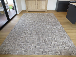EXTRA LARGE SIZE Parquet Patchwork Rectangle Rug - Grey Gris - ONE IN STOCK