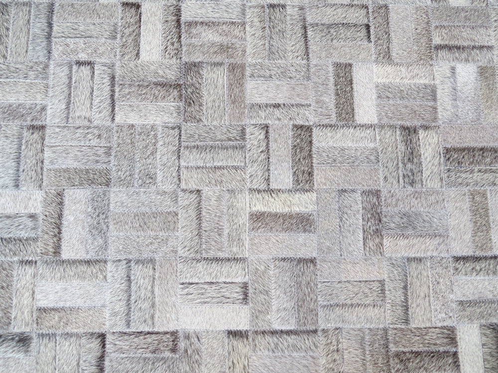 EXTRA LARGE SIZE Parquet Patchwork Rectangle Rug - Grey Gris - ONE IN STOCK
