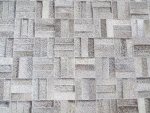 EXTRA LARGE SIZE Parquet Patchwork Rectangle Rug - Grey Gris - ONE IN STOCK