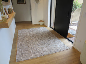 LARGE SIZE Parquet Patchwork Rectangle Rug - Grey Gris - TWO IN STOCK