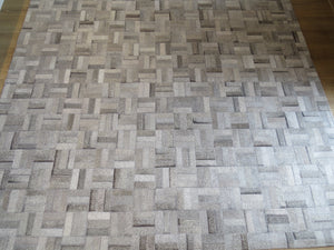 LARGE SIZE Parquet Patchwork Rectangle Rug - Grey Gris - TWO IN STOCK
