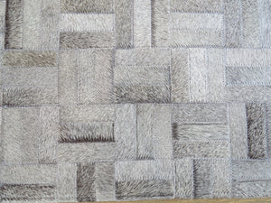 LARGE SIZE Parquet Patchwork Rectangle Rug - Grey Gris - TWO IN STOCK