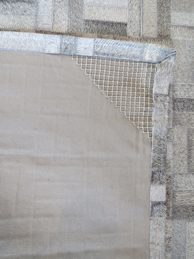 LARGE SIZE Parquet Patchwork Rectangle Rug - Grey Gris - TWO IN STOCK