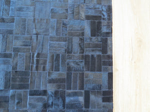LARGE SIZE Parquet Patchwork Rectangle Rug - Glossy Black - TWO IN STOCK