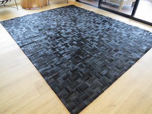 EXTRA LARGE SIZE Parquet Patchwork Rectangle Rug - Glossy Black - ONE IN STOCK