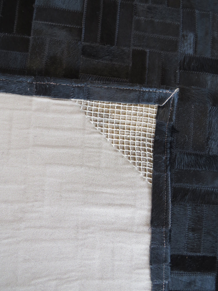 LARGE SIZE Parquet Patchwork Rectangle Rug - Glossy Black - TWO IN STOCK